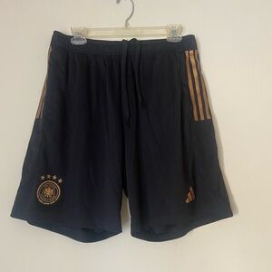 adidas Black Athletic Shorts with Copper Stripes